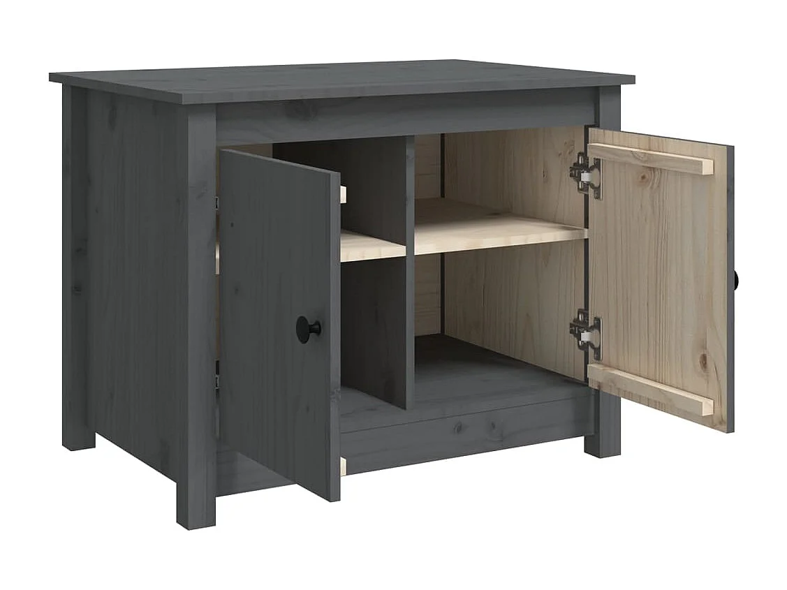 Tavolino Grigio 71x49x55 cm Legno massello di pino