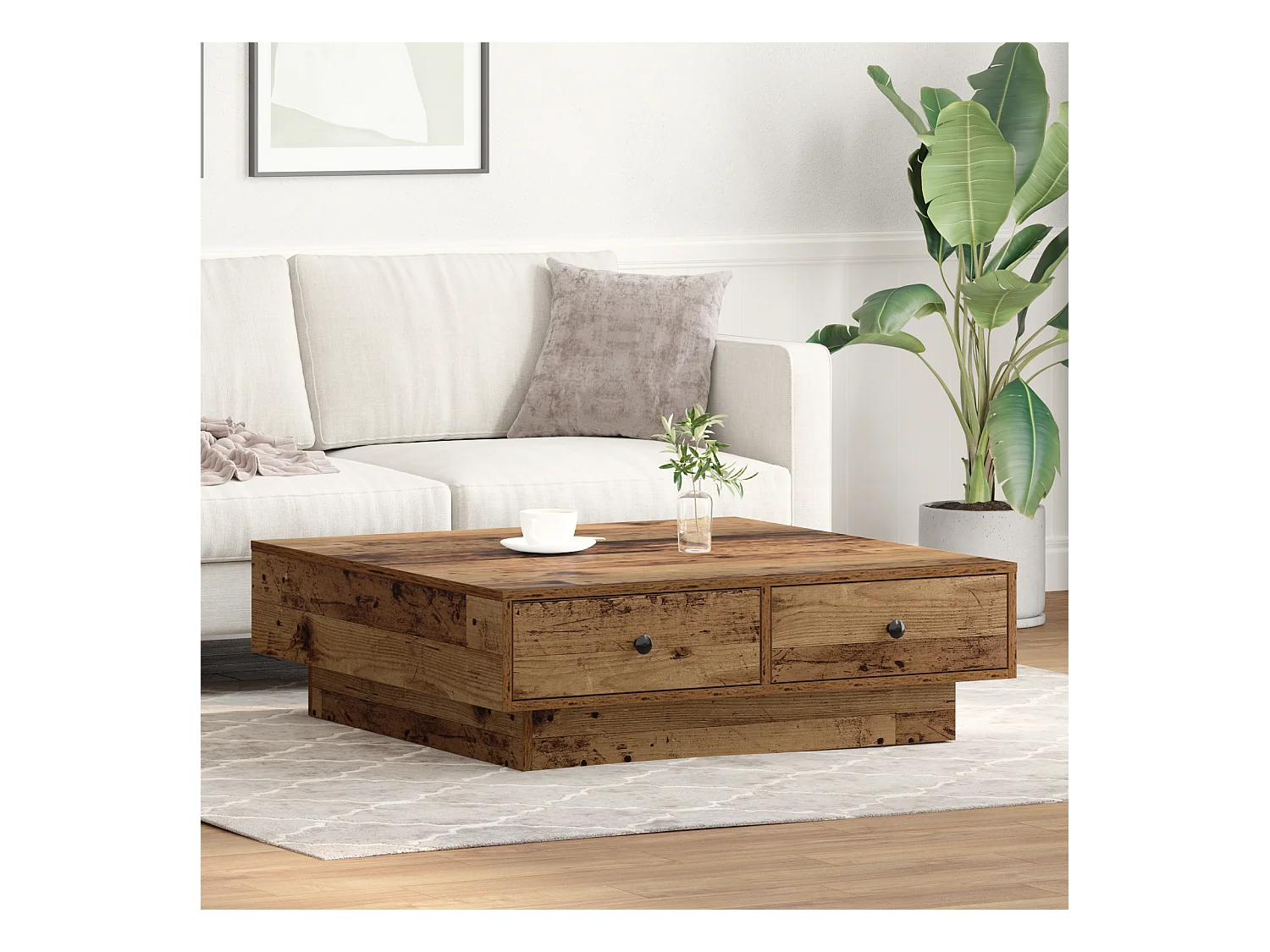 Table Basse Bois Ancien Bois Récupéré 90 x 90 x 28 cm