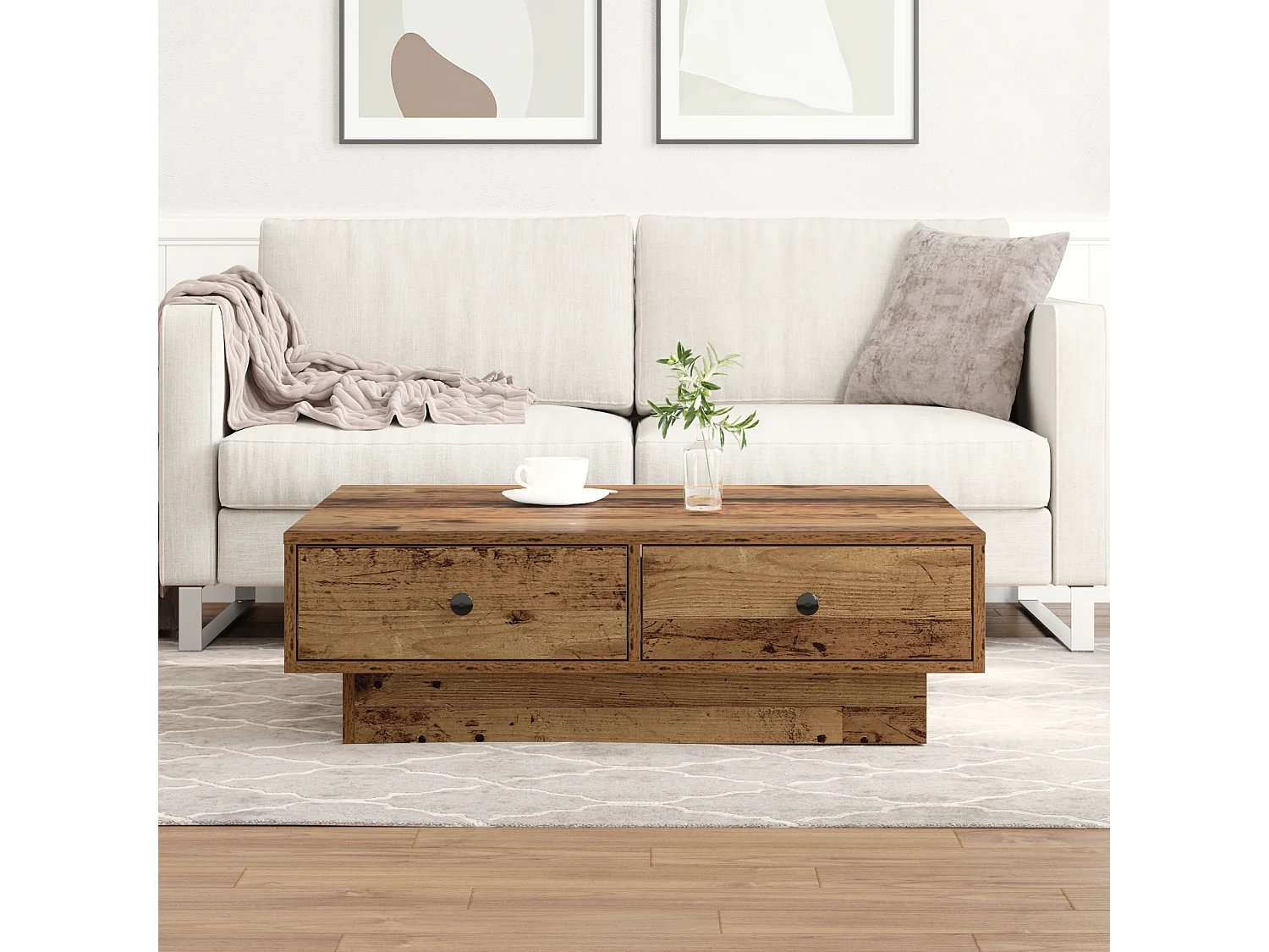 Salontafel Oud Hout Hergebruikt Hout 90 x 90 x 28 cm