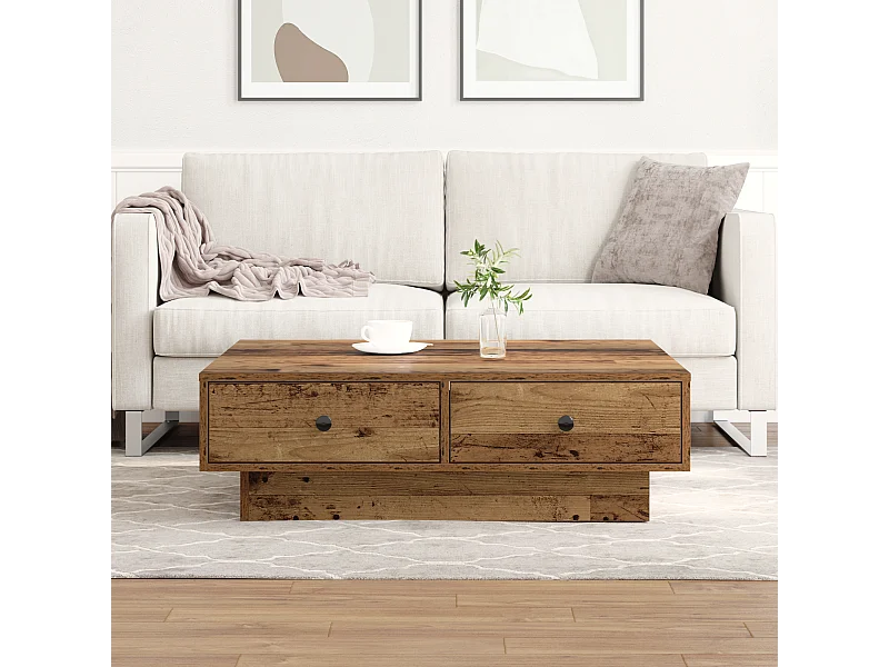 Table Basse Bois Ancien Bois Récupéré 90 x 90 x 28 cm