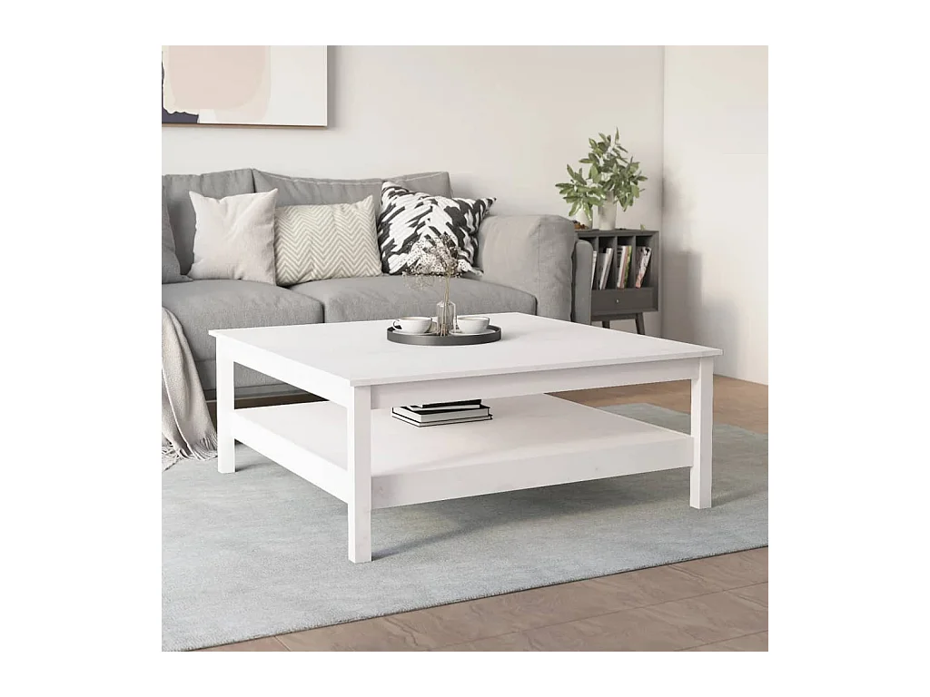 Table basse Blanc 100x100x40 cm Bois massif de pin
