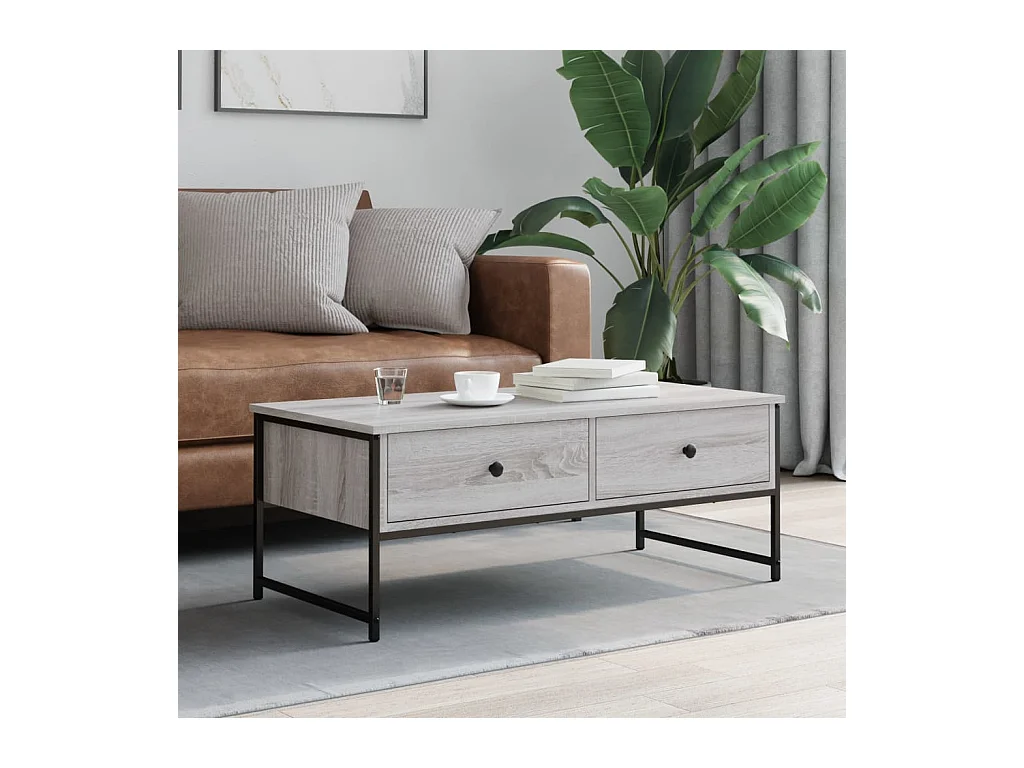 Table basse sonoma gris 101x49x39,5 cm bois d'ingénierie