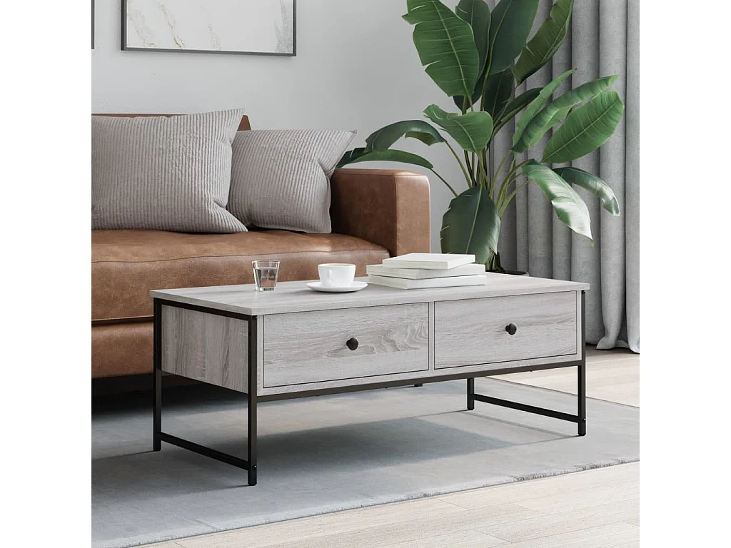 Mesa de centro Sonoma gris 101x49x39,5 cm madera de ingeniería