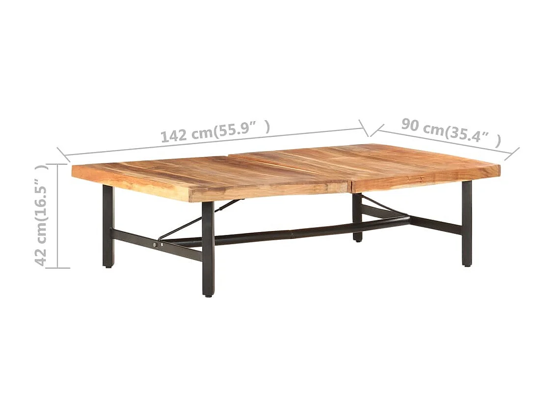 Table basse 142x90x42 cm Bois d'acacia massif