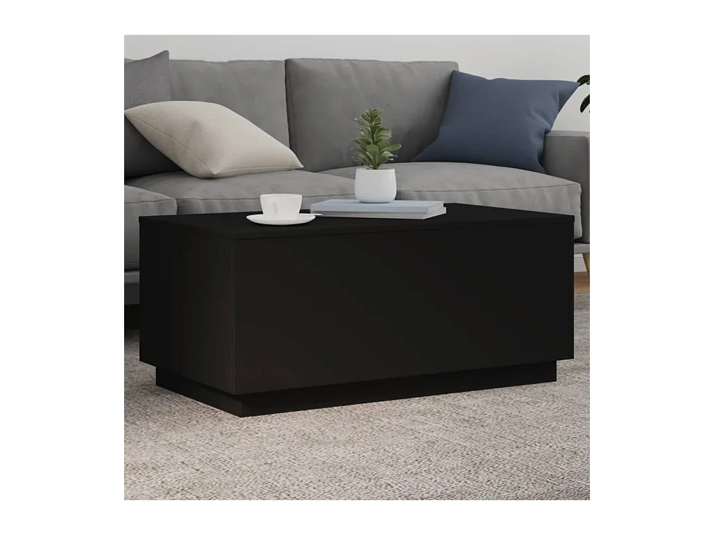 Table basse avec lumières LED noir 90x50x40 cm