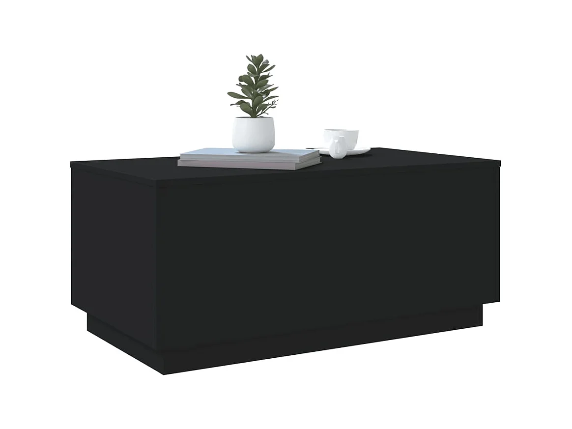Table basse avec lumières LED noir 90x50x40 cm