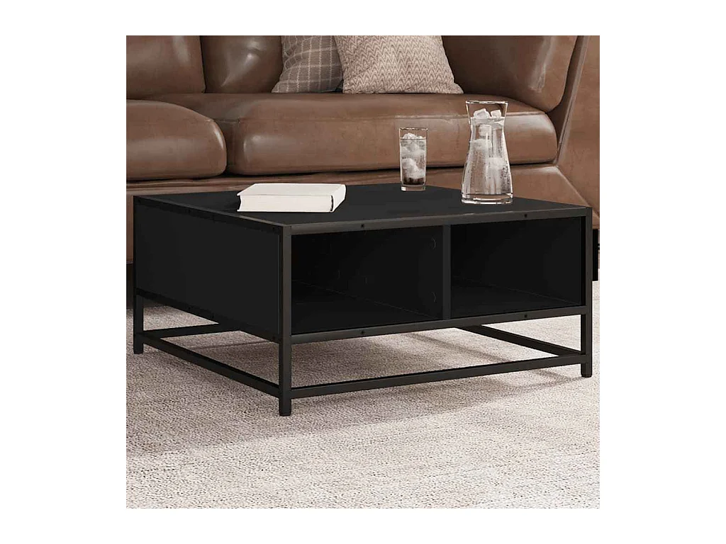 Table basse noir 60,5x60,5x30 cm bois d'ingénierie et métal