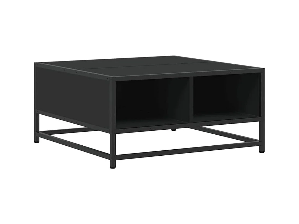 Table basse noir 60,5x60,5x30 cm bois d'ingénierie et métal