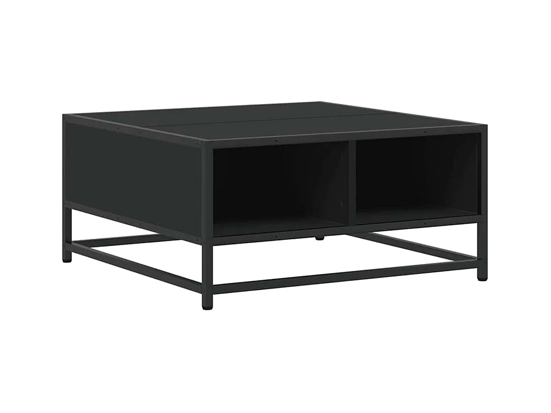 Table basse noir 60,5x60,5x30 cm bois d'ingénierie et métal