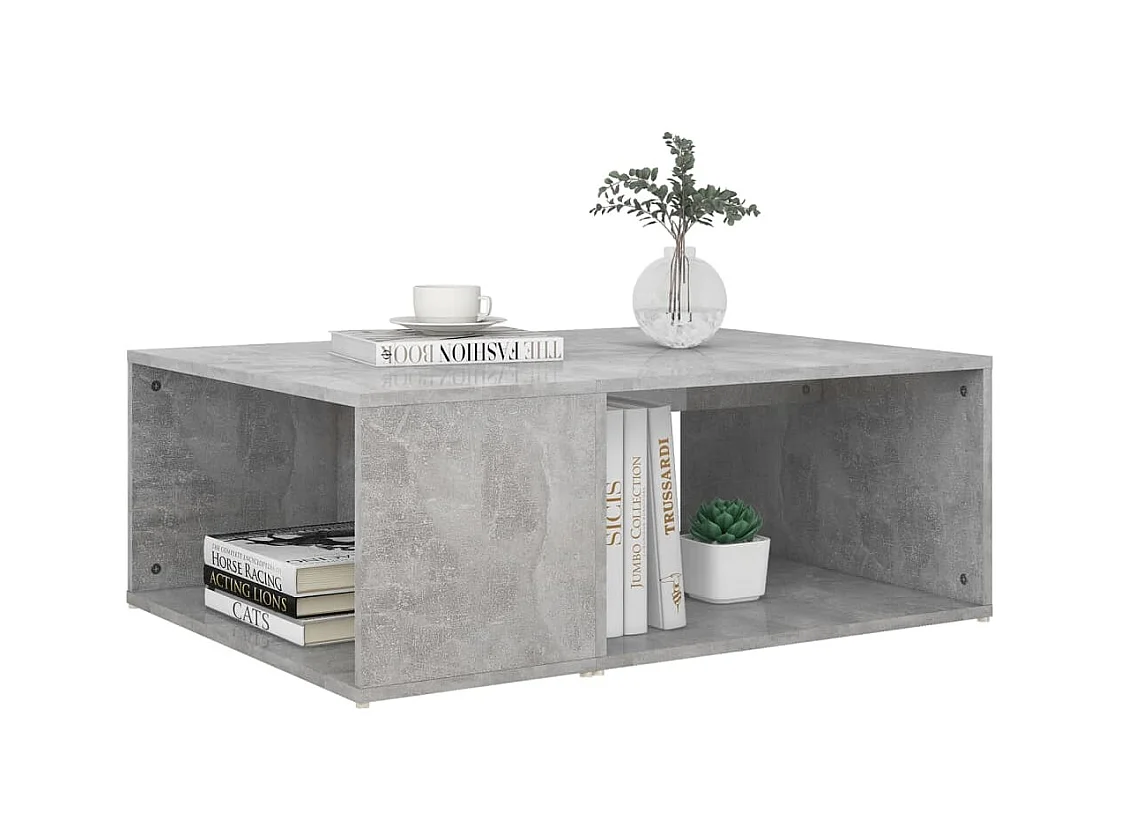 Table basse gris béton 90x67x33 cm bois d'ingénierie