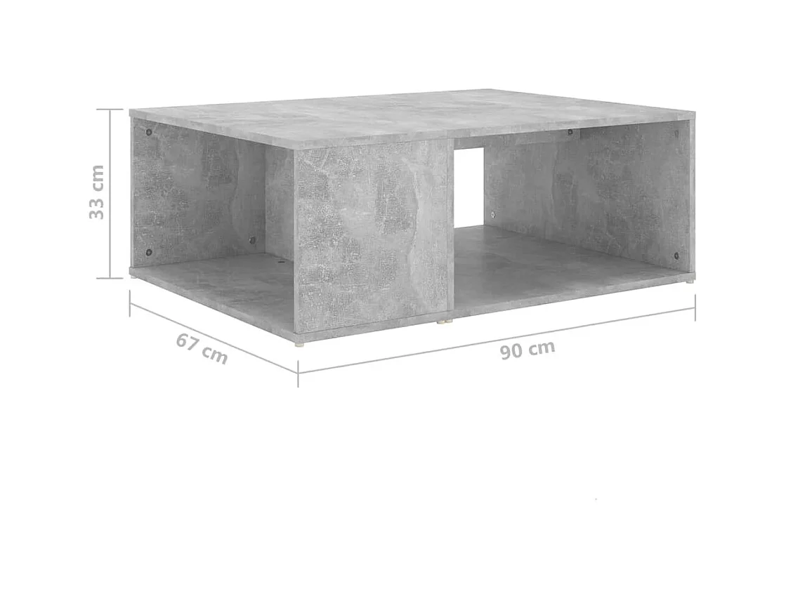 Table basse gris béton 90x67x33 cm bois d'ingénierie