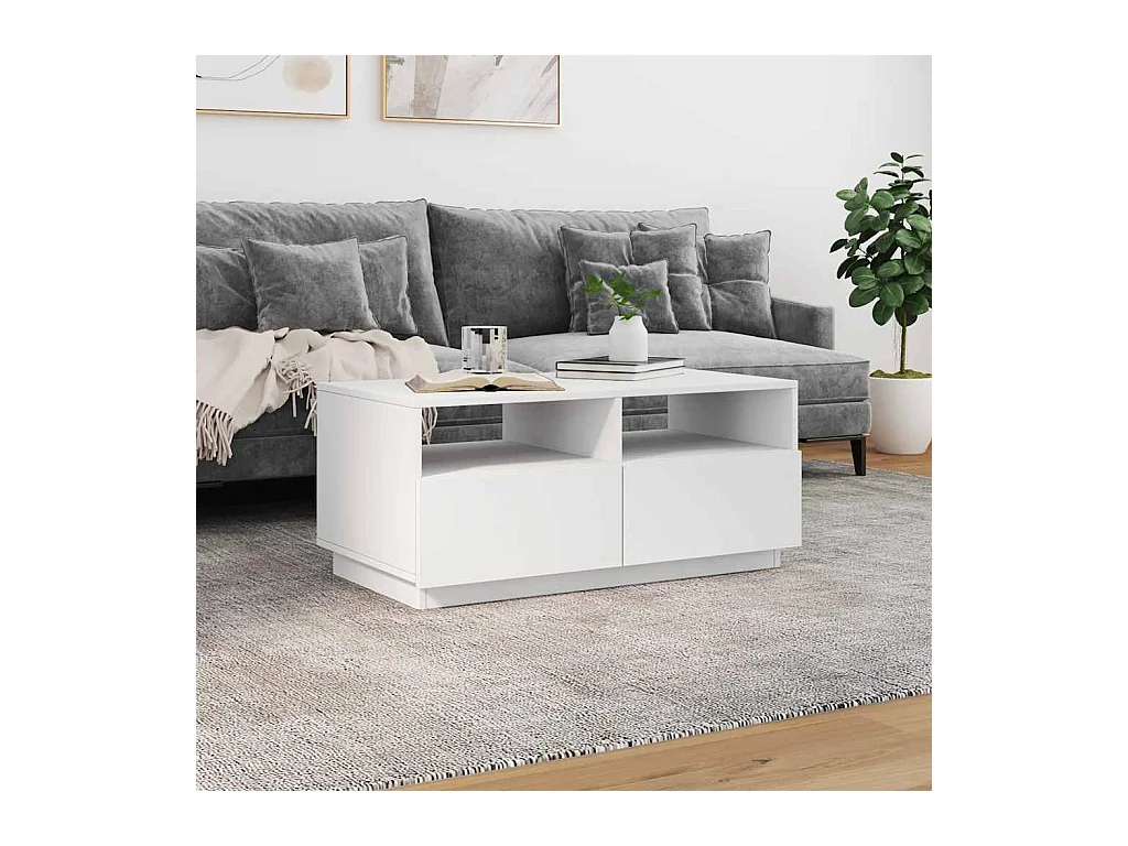 Table basse avec lumières LED blanc 90x49x40 cm