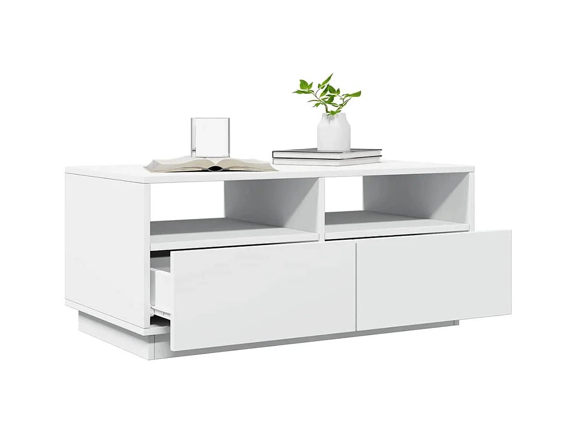 Table basse avec lumières LED blanc 90x49x40 cm