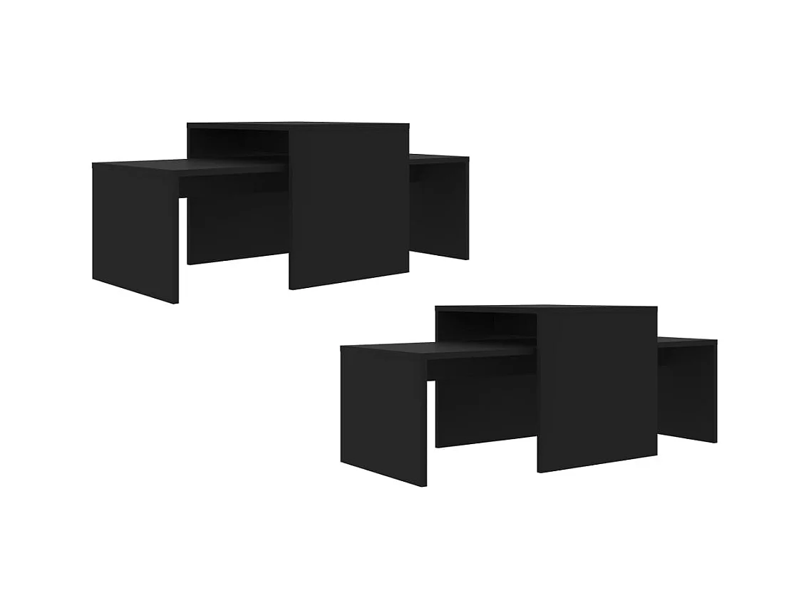 Zwarte salontafelset 100x48x40 cm bewerkt hout