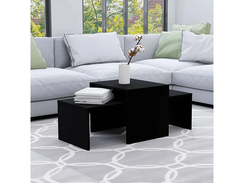 Ensemble de tables basses Noir 100x48x40 cm bois d’ingénierie