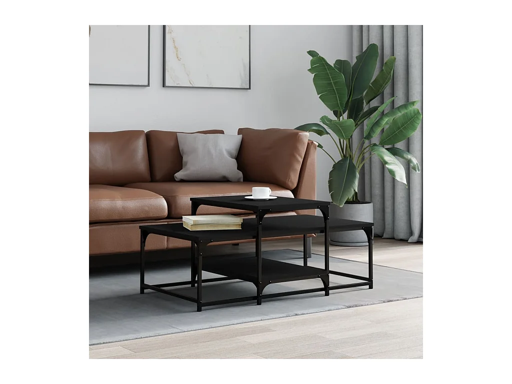 Table basse noir 102x60x45 cm bois d'ingénierie