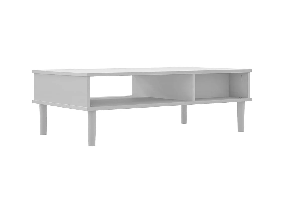 Table basse SENJA aspect rotin blanc 100x55x33 cm bois massif