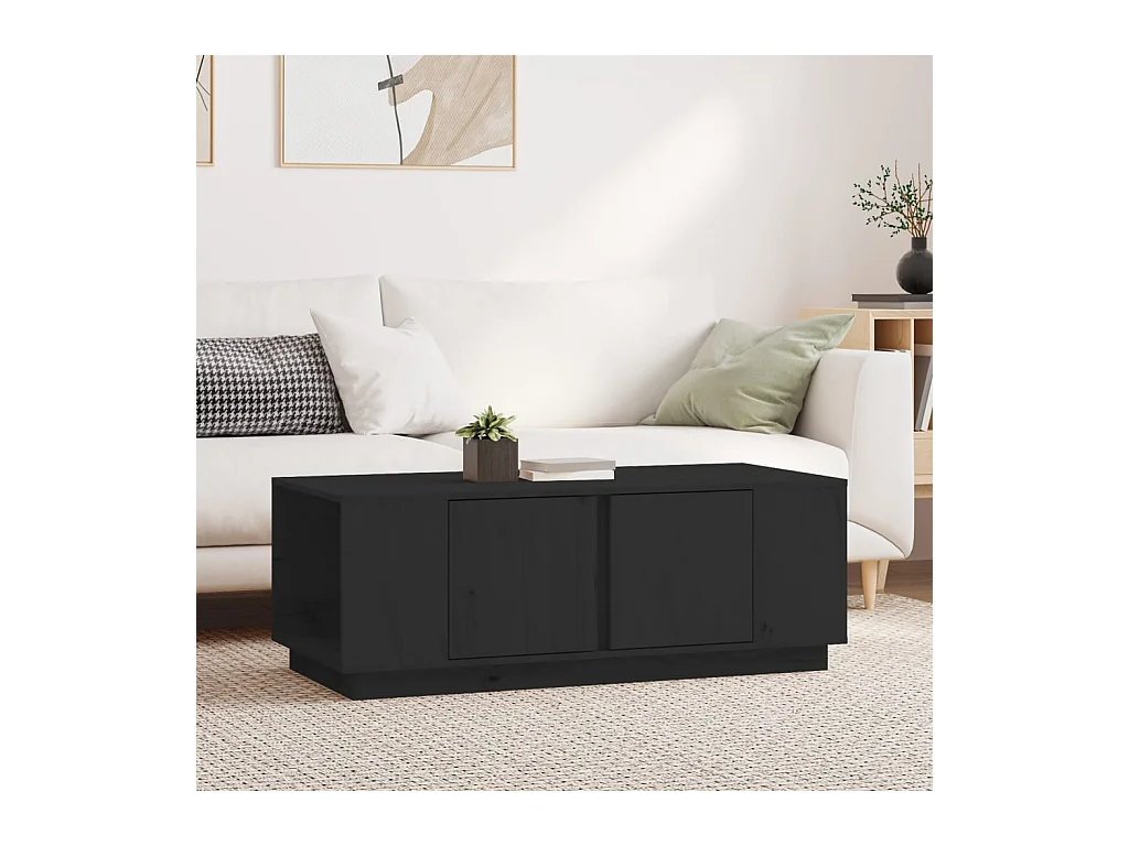 Table basse Noir 110x50x40 cm Bois massif de pin
