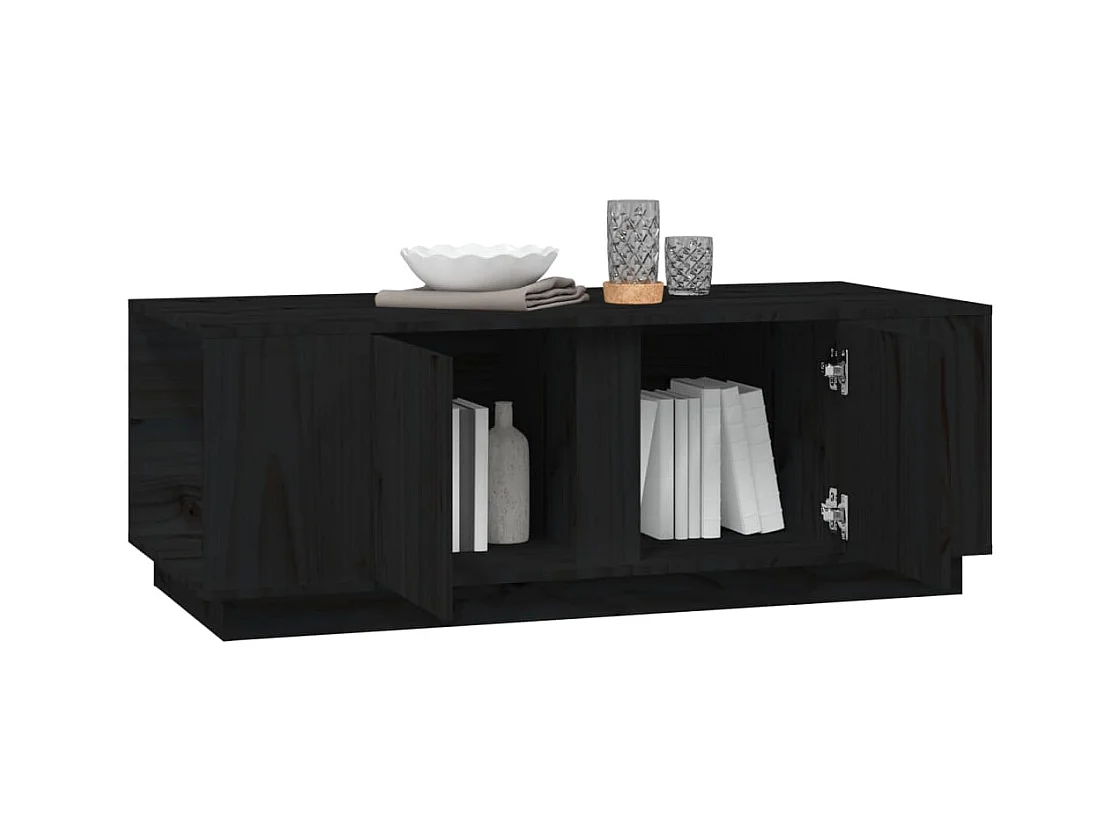 Table basse Noir 110x50x40 cm Bois massif de pin