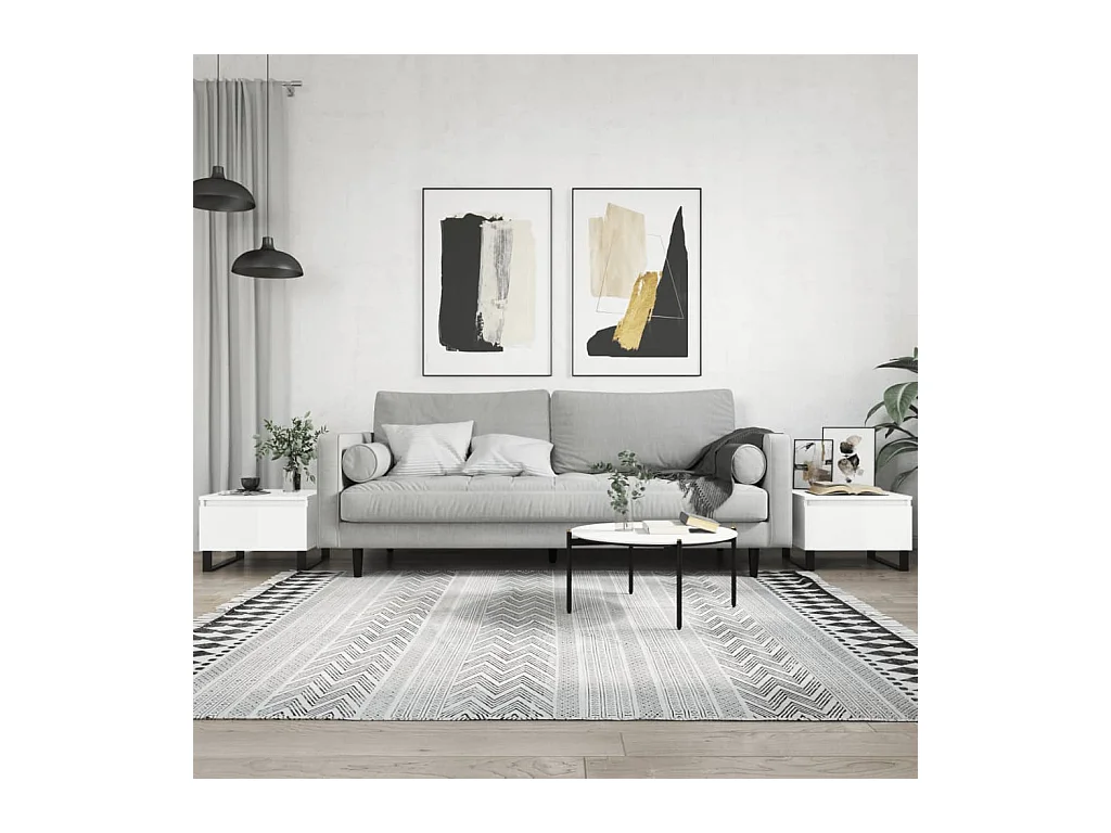 Tavolini da caffè 2 pezzi bianco lucido 50x46x35cm in legno ingegnerizzato