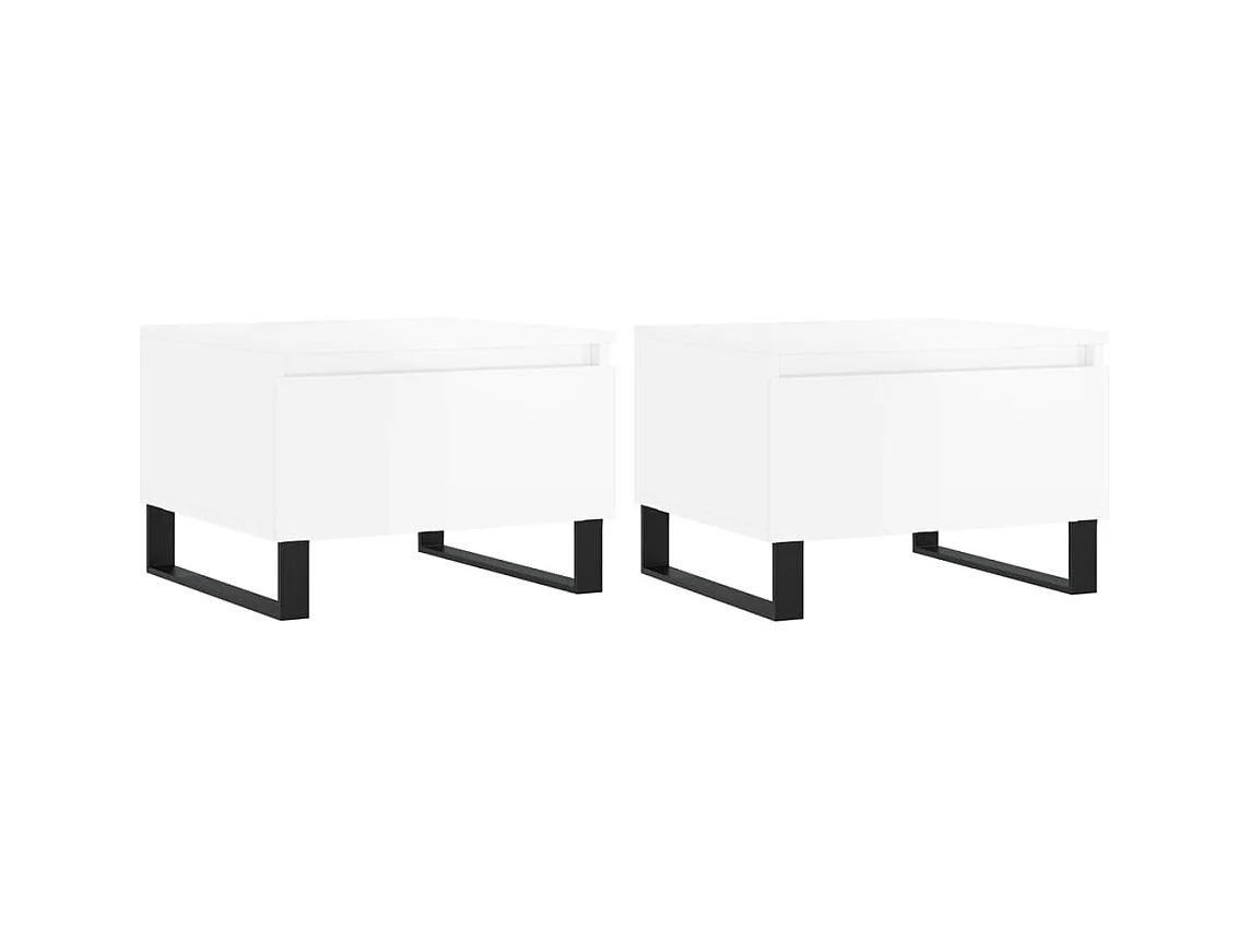 Tavolini da caffè 2 pezzi bianco lucido 50x46x35cm in legno ingegnerizzato
