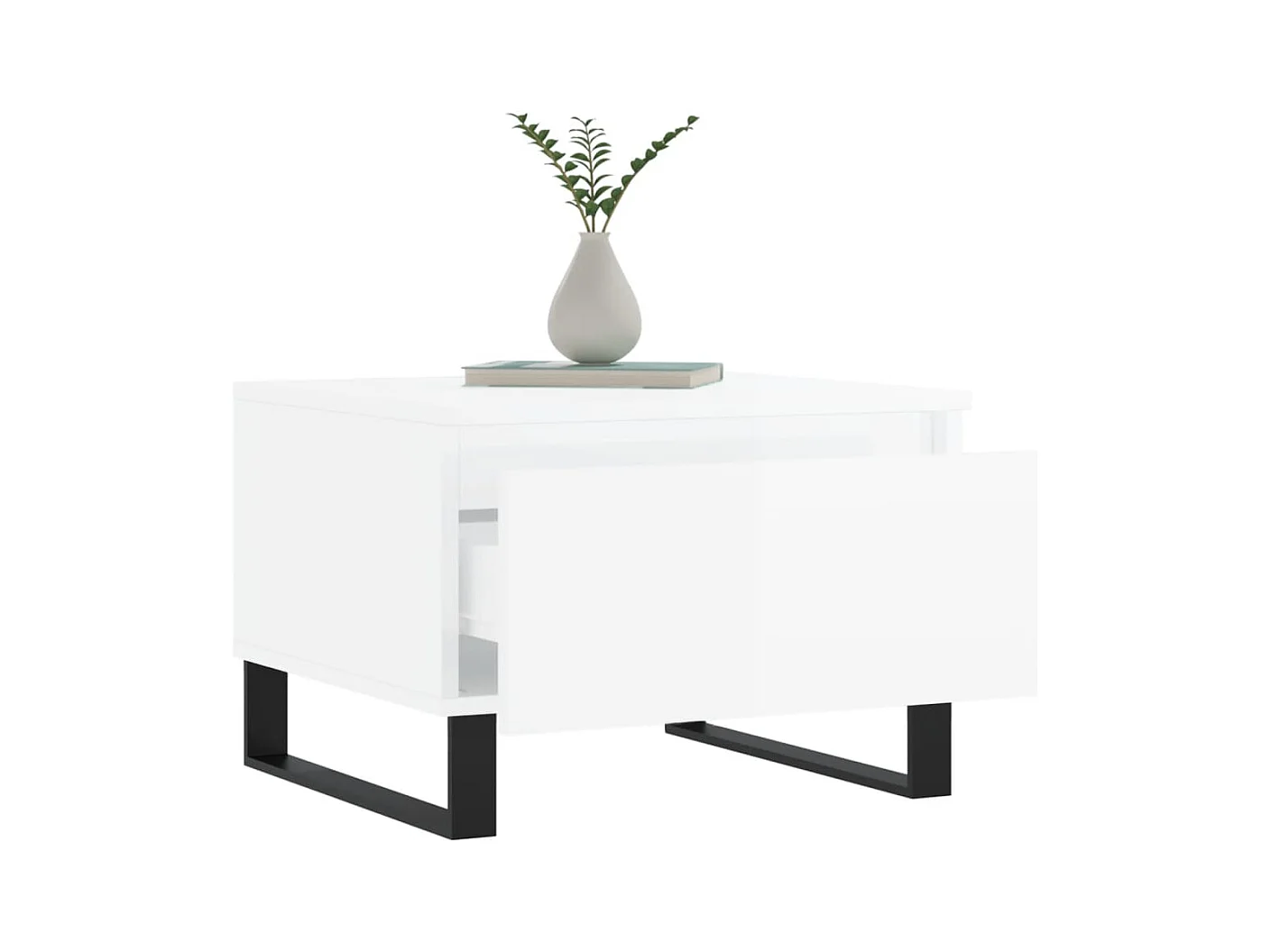 Tavolini da caffè 2 pezzi bianco lucido 50x46x35cm in legno ingegnerizzato