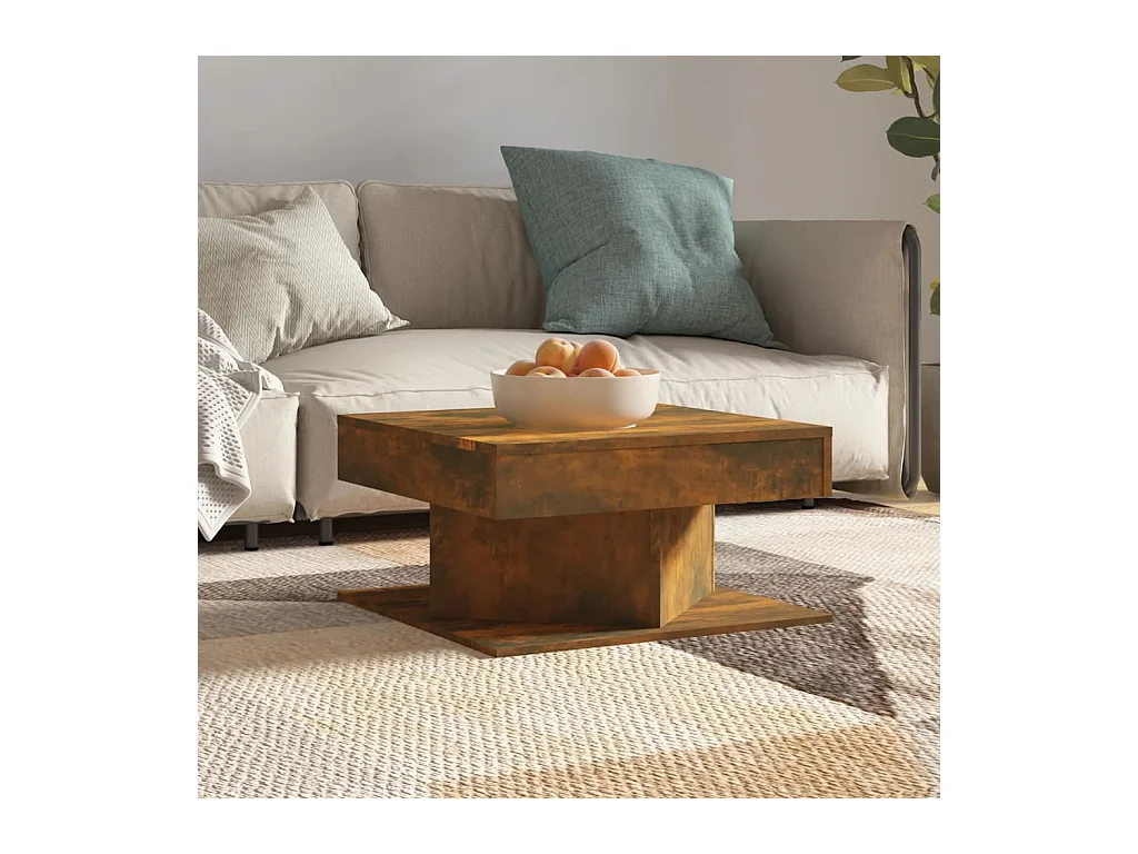 Couchtisch aus geräucherter Eiche, 57 x 57 x 30 cm, Holzwerkstoff