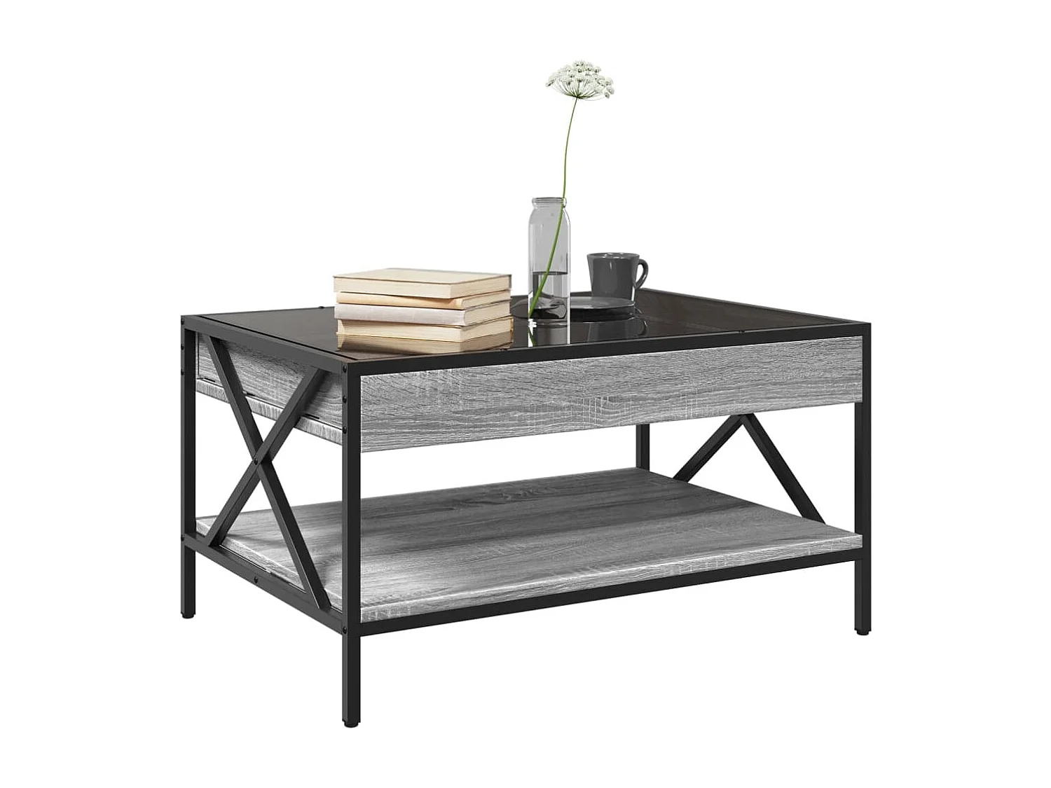 Tavolino da caffè Sonoma grigio infinity LED 70x50x38 cm