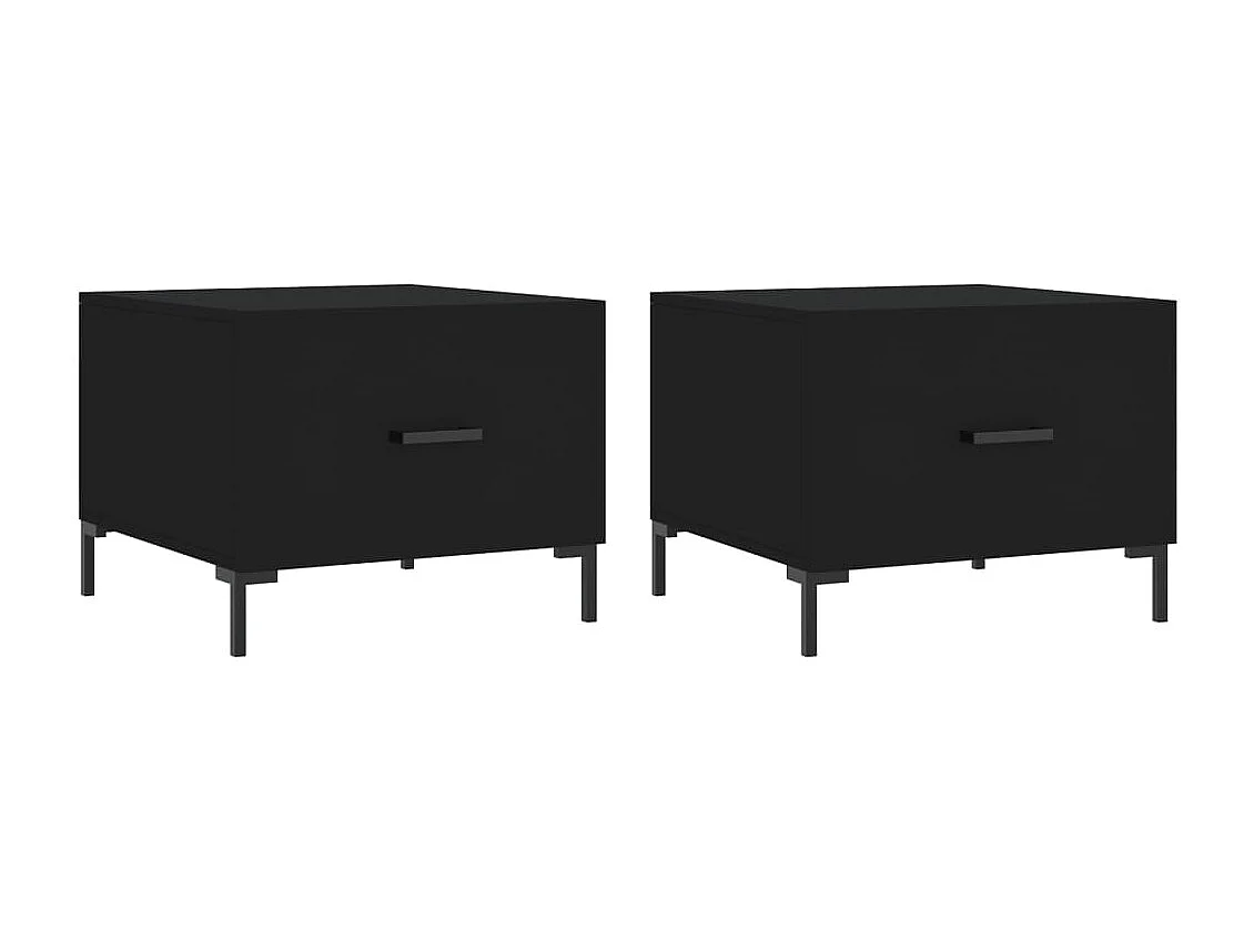 Tables basses 2 pcs noir 50x50x40 cm bois d'ingénierie