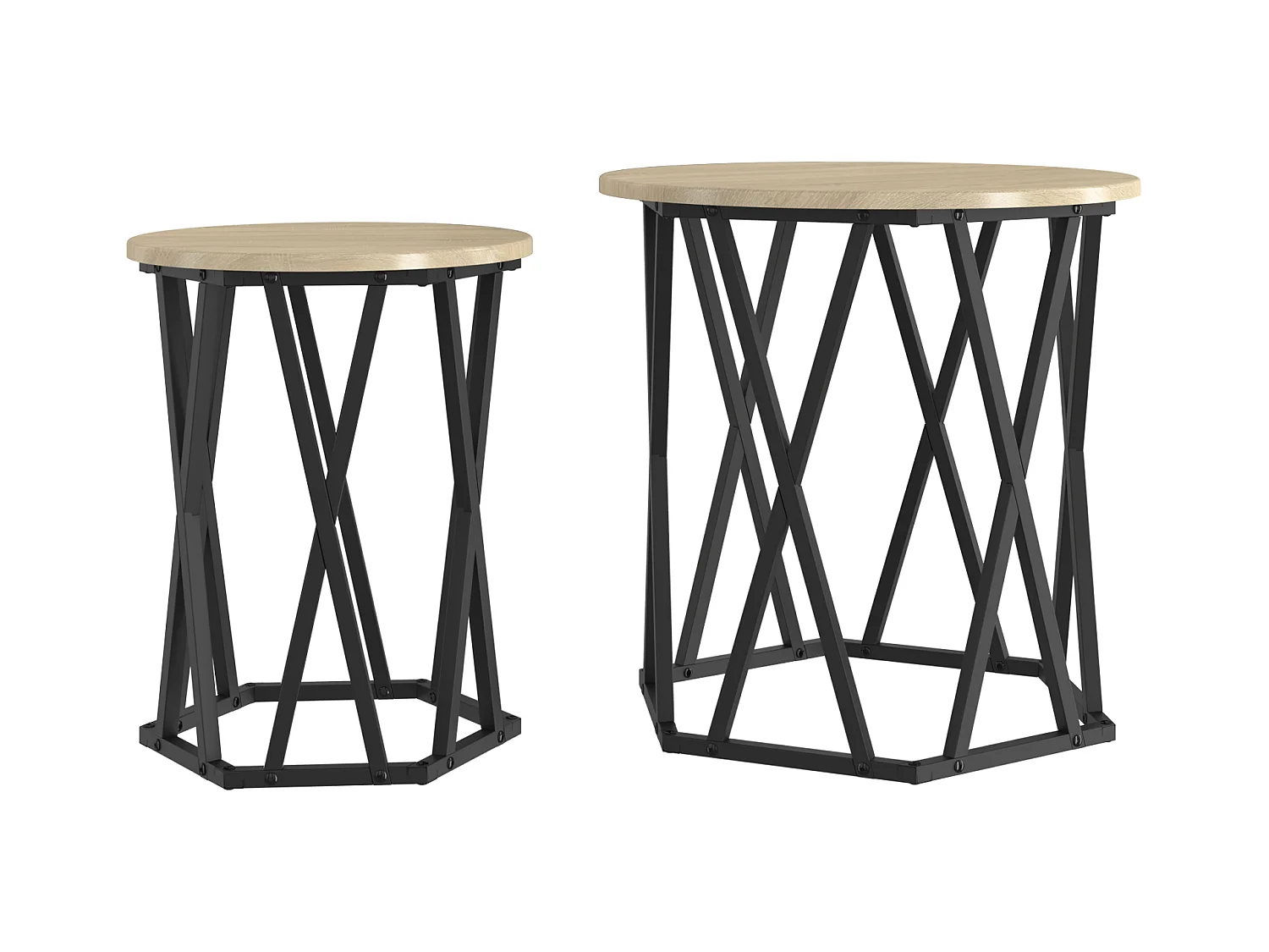 Tavolini laterali in legno ingegnerizzato Sonoma Oak a 2 pezzi