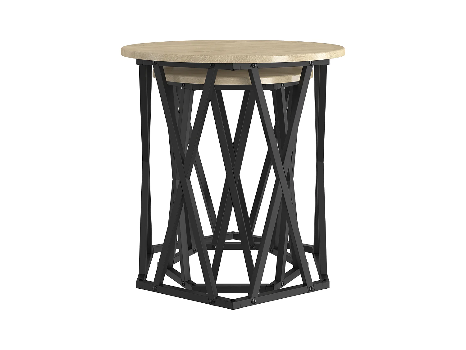 Tavolini laterali in legno ingegnerizzato Sonoma Oak a 2 pezzi