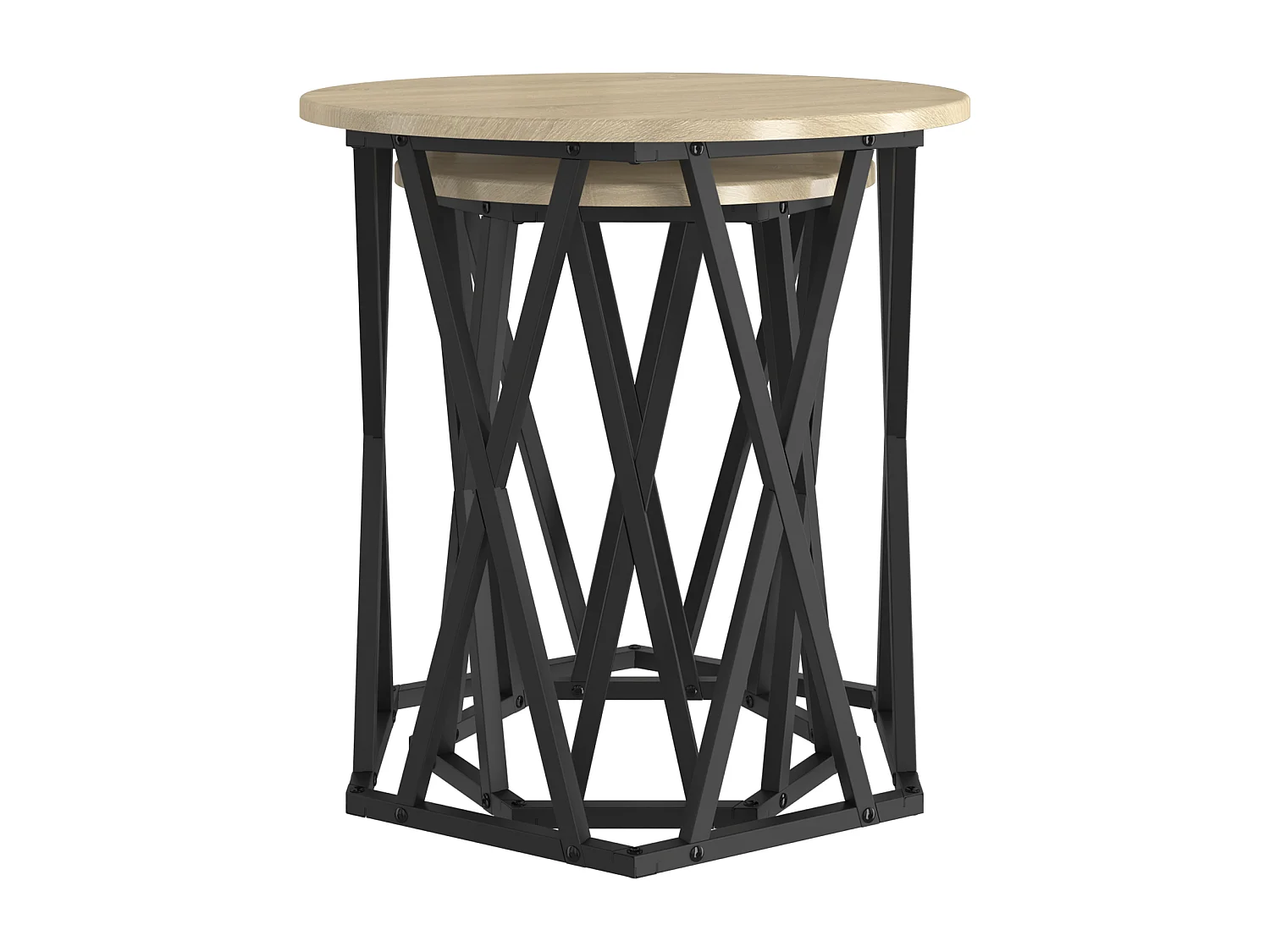 Mesas auxiliares de madera de ingeniería de roble Sonoma de 2 piezas