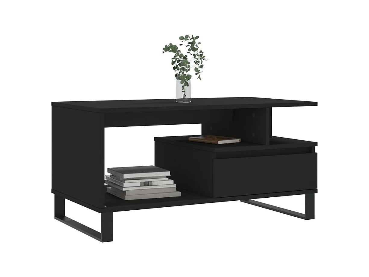 Table basse Noir 90x49x45 cm Bois d'ingénierie