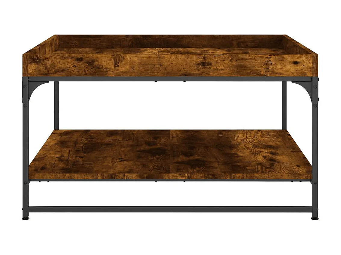 Table basse chêne fumé 80x80x45 cm bois d'ingénierie et fer