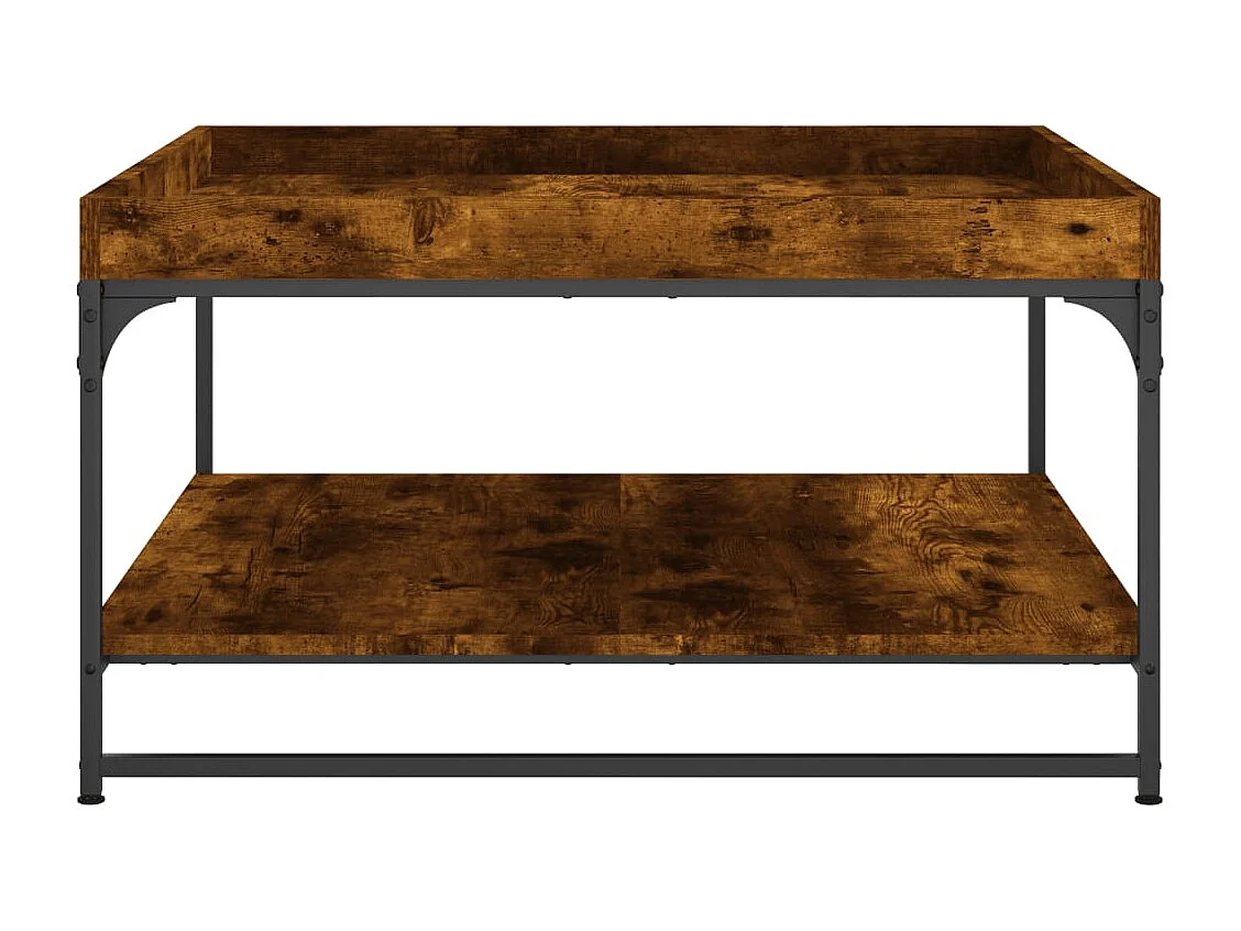 Table basse chêne fumé 80x80x45 cm bois d'ingénierie et fer