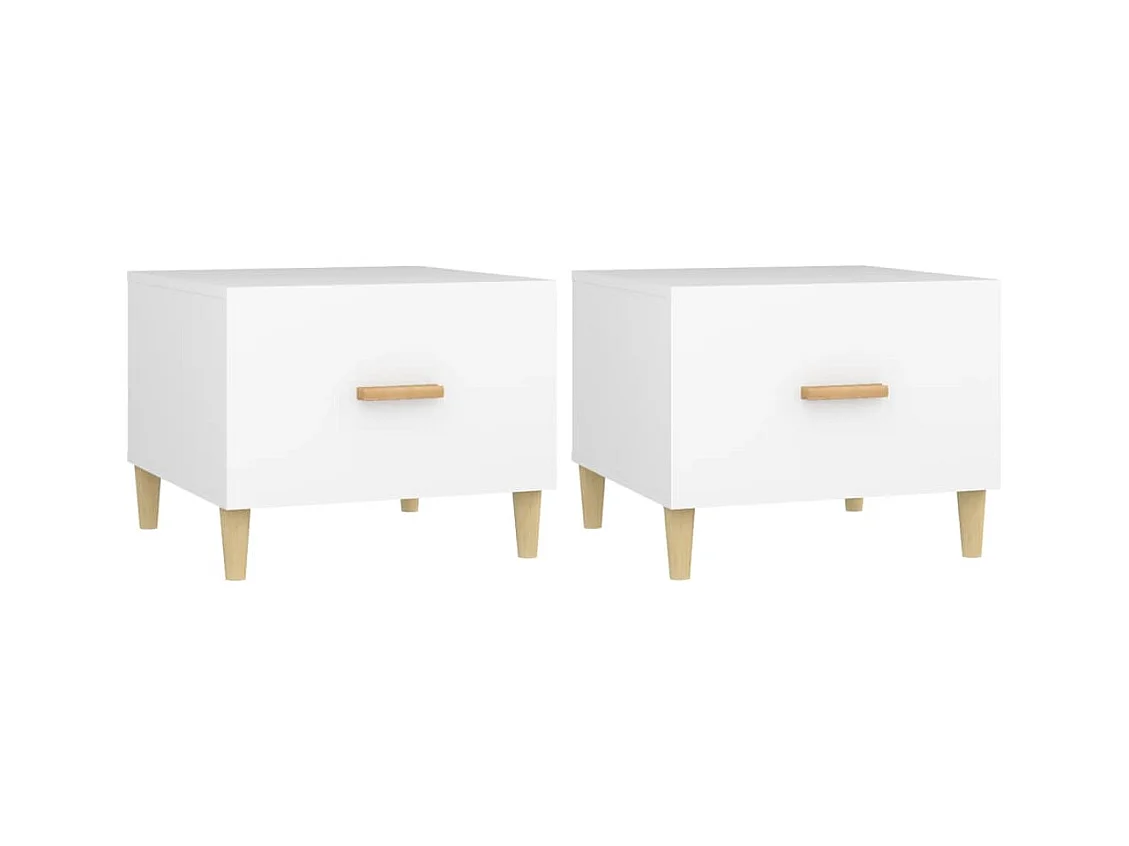 Tables basses 2 pcs blanc 50x50x40 cm bois d'ingénierie