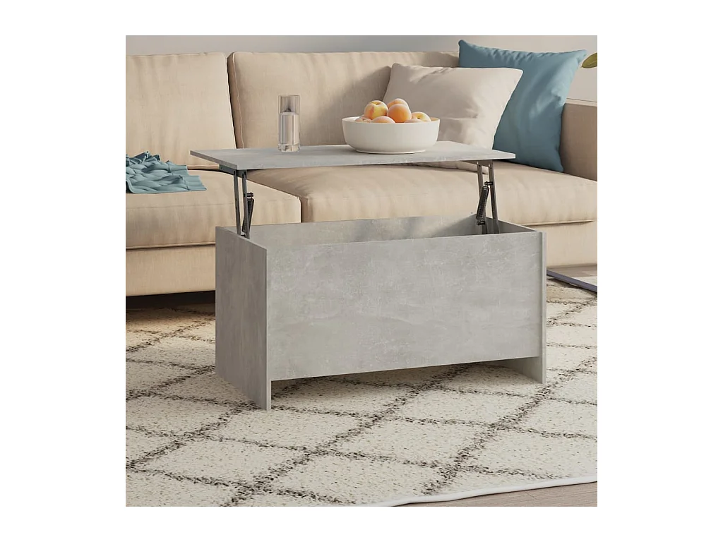 Table basse gris béton 102x55,5x52,5 cm bois d'ingénierie