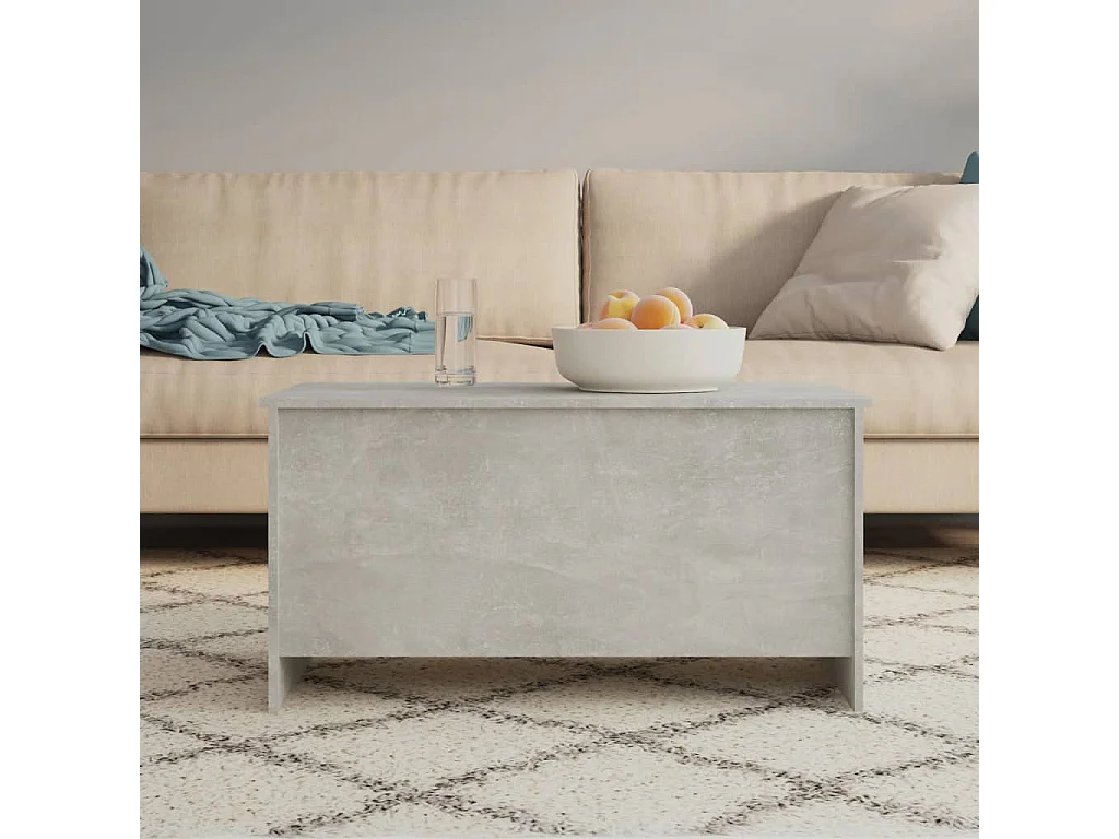 Table basse gris béton 102x55,5x52,5 cm bois d'ingénierie
