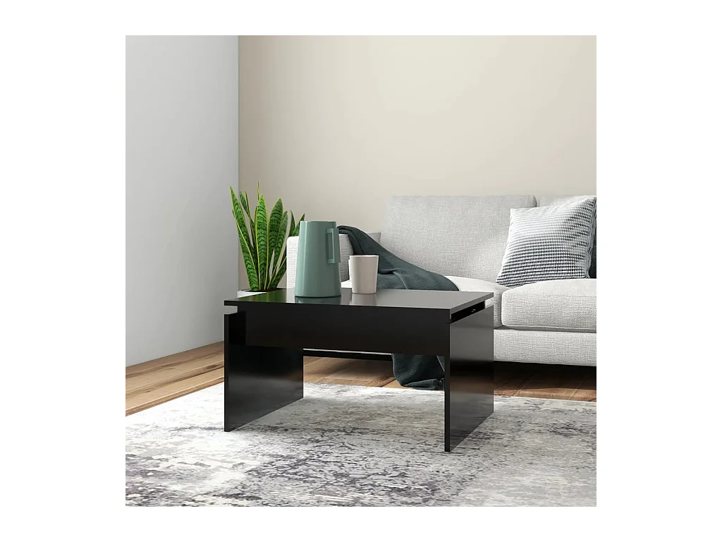 Table basse noir 68x50x38 cm bois d'ingénierie