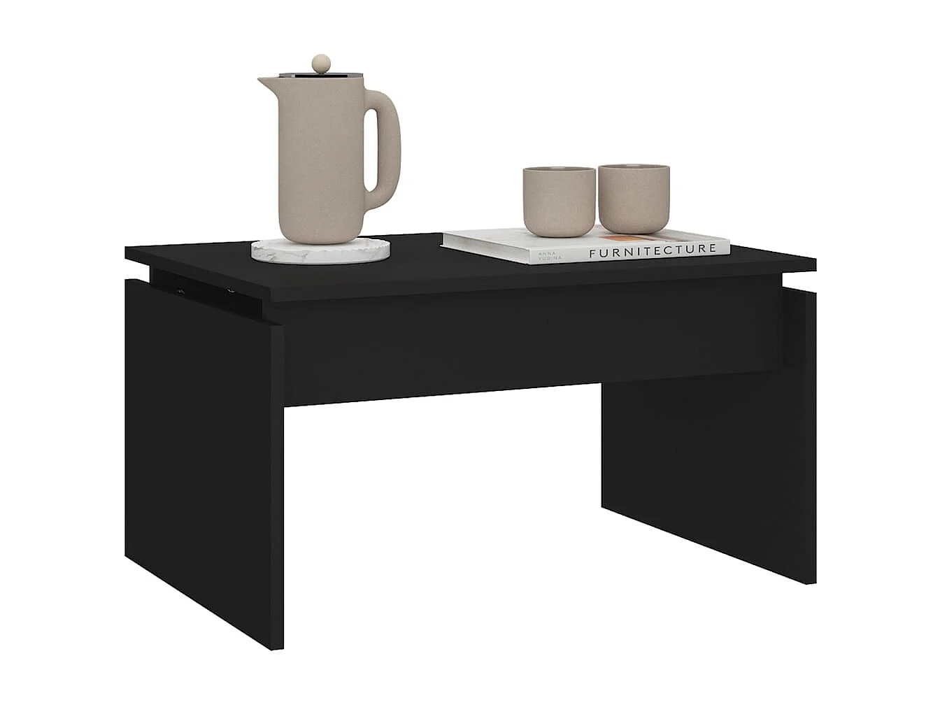 Table basse noir 68x50x38 cm bois d'ingénierie