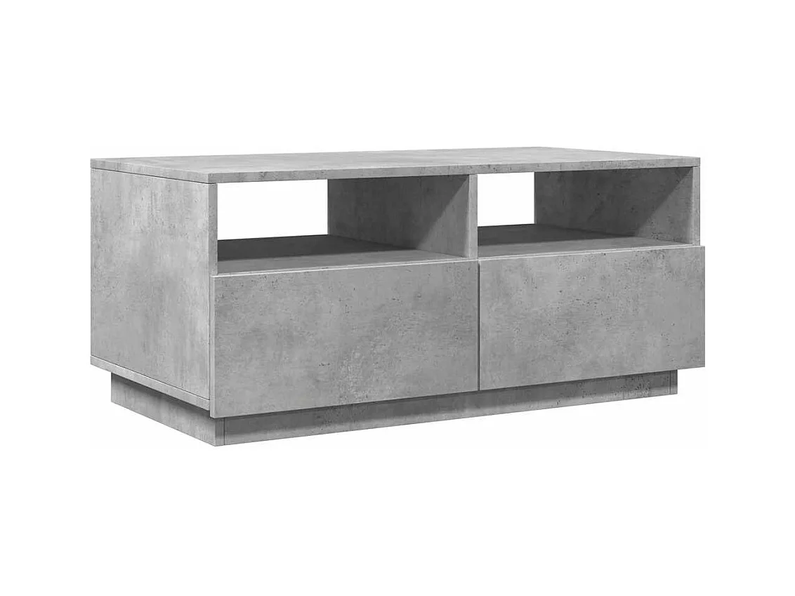 Table basse avec lumières LED gris béton 90x49x40 cm