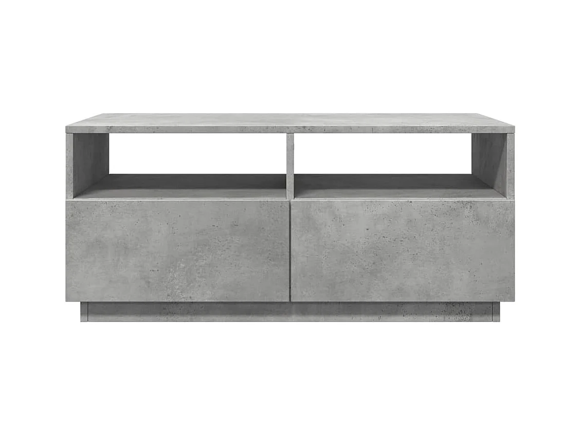 Table basse avec lumières LED gris béton 90x49x40 cm