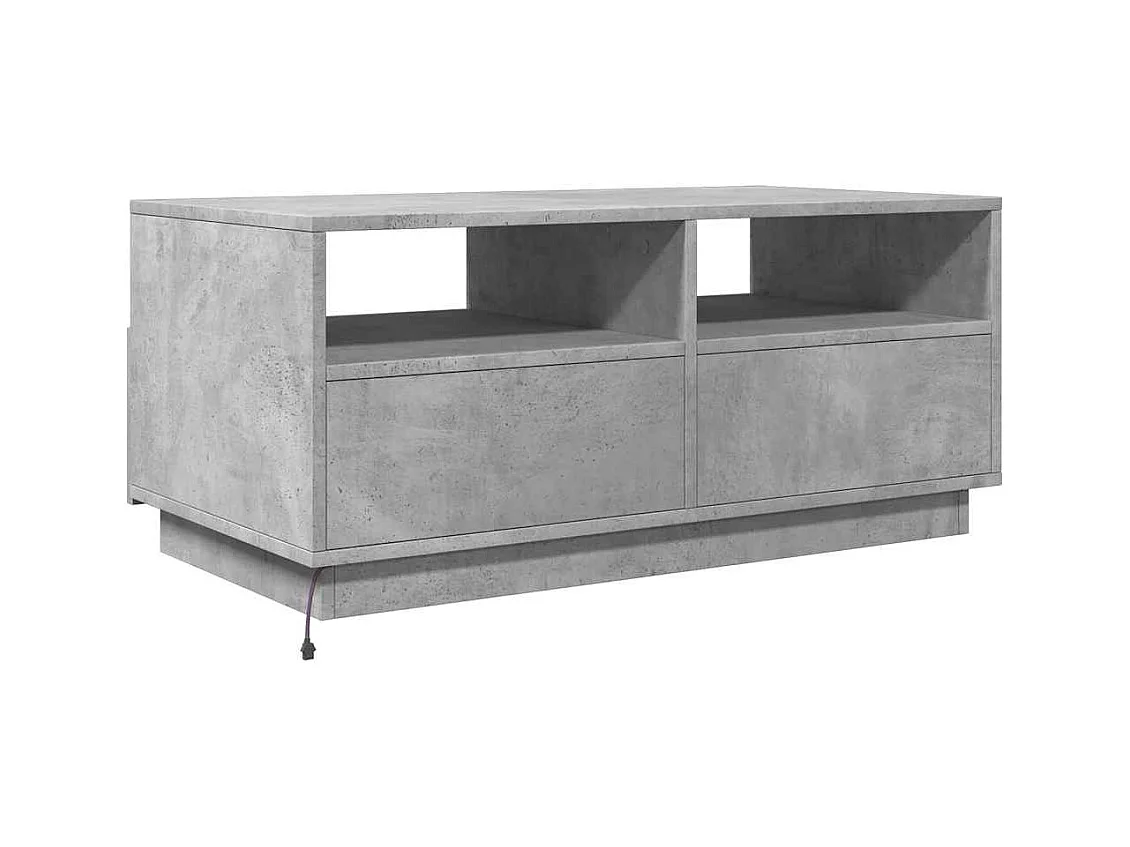 Table basse avec lumières LED gris béton 90x49x40 cm