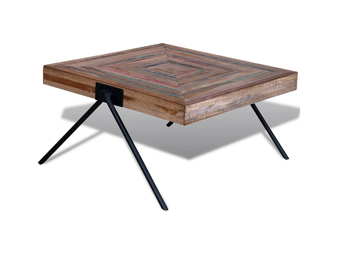 Tavolino con gambe a V in legno di teak riciclato