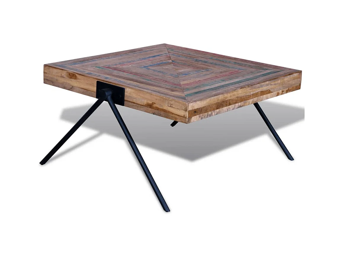 Tavolino con gambe a V in legno di teak riciclato