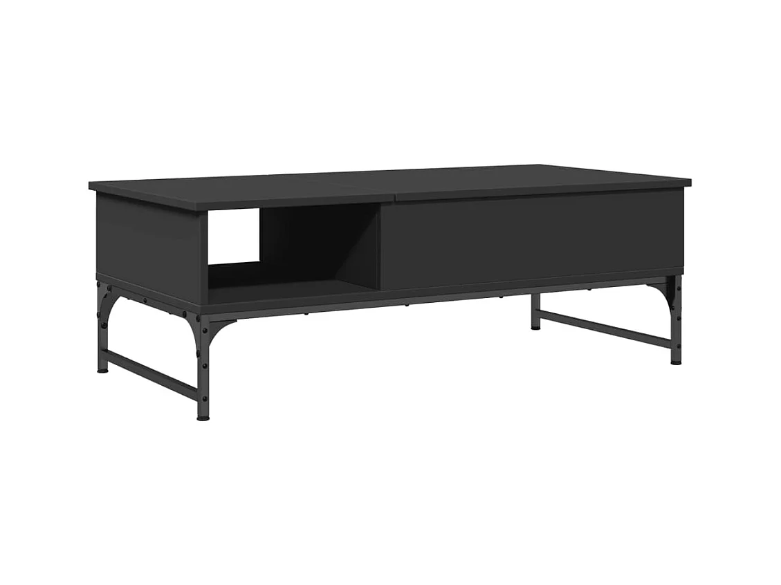Table basse noir 100x50x35 cm bois d'ingénierie et métal