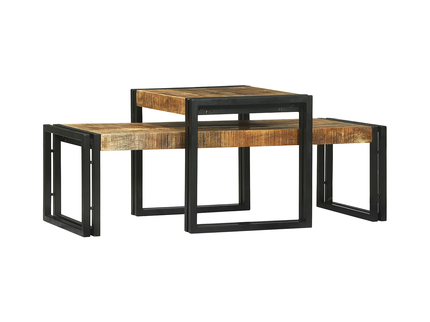 Ensemble de 2 Tables Basses en Bois Massif de Manguier