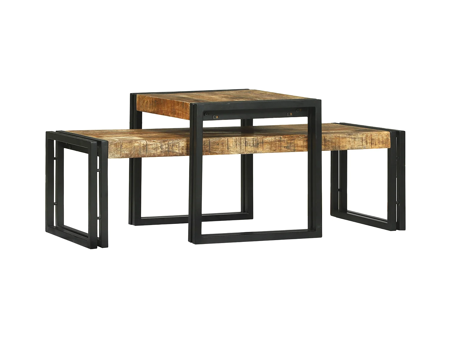 Ensemble de 2 Tables Basses en Bois Massif de Manguier