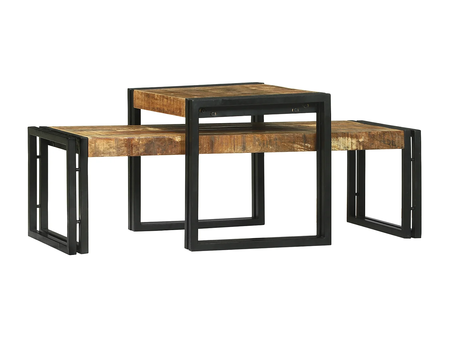 Ensemble de 2 Tables Basses en Bois Massif de Manguier