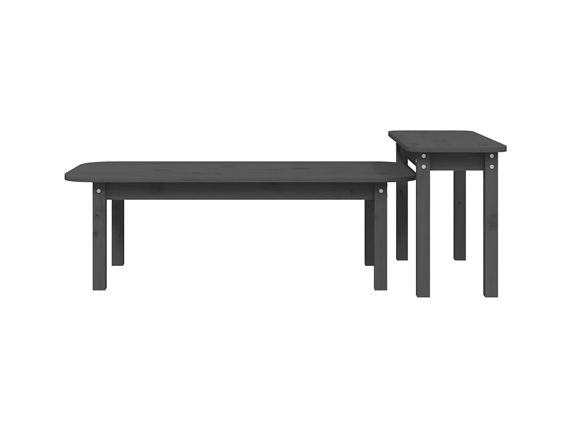 2-delige salontafelset grijs massief grenenhout